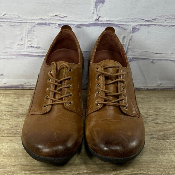 Dansko Pennie Brown Lace Up Oxford Shoes EU 40 US 9.5-10 Block Heel Chunky - Picture 2 of 9